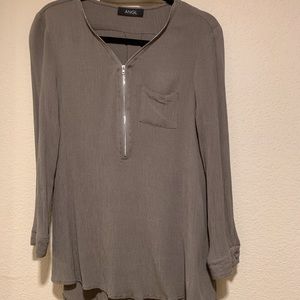 ANGL Olive Zipper Front Tunic